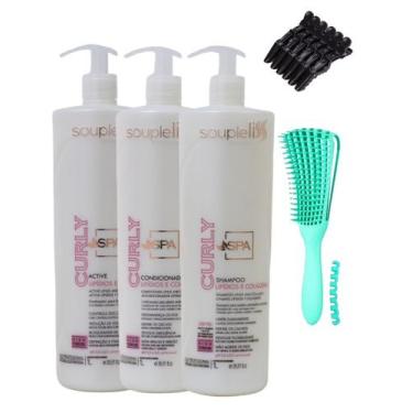 Imagem de Kit completo spa curly soupleliss cabelos cacheados 3x1000ml - souple 