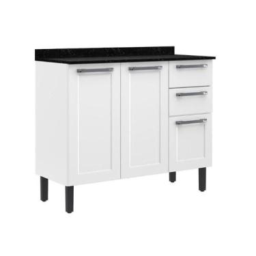 Imagem de Balcão Florença 105cm 3 Portas E 2 Gavetas Branco Itatiaia Branco