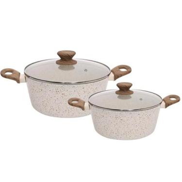 Imagem de Jogo de Panelas Antiaderente Ceramica Cooktop Fogão Indução Kit 2 Peça