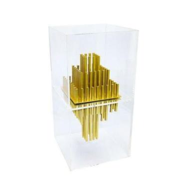 Imagem de Escultura Enfeite Cristal c Metal Dourado Abstrato Luxo - LUXdécor