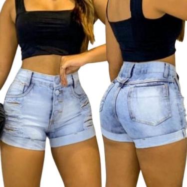 Imagem de Shorts Jeans Bermuda Hot Pants Destroeyd Tendência. - Atacado da Moda,