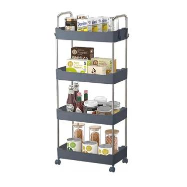Imagem de Prateleira Carrinho Organizador Multiuso 4 andares Cinza