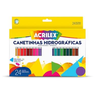 Imagem de Caneta Hidrocor, Ponta 2 mm, 24 Cores, Acrilex