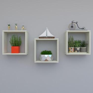 Imagem de Kit com 3 nichos decoração para Quarto Nude 30x30x12cm - Móveis Novo E