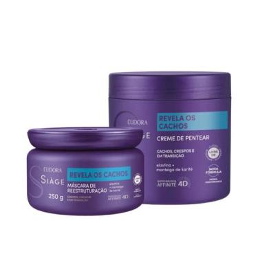 Imagem de Combo Revela Cachos Siàge Eudora Cabelos Cacheados Máscara Reestrutura