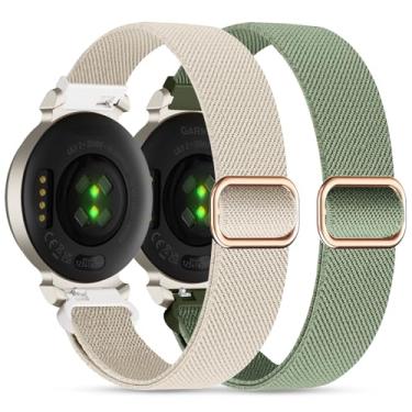 Imagem de Wizvv Pulseiras de nylon elásticas compatíveis com Garmin Lily 2, 14 mm, pacote com 2 pulseiras macias de liberação rápida e ajustáveis para relógio inteligente Lily 2 Classic/Active