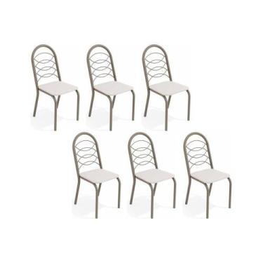 Imagem de Cadeira de Cozinha Holanda C009 Kit 6 Un Niquel/Branco 106 - Kappesber