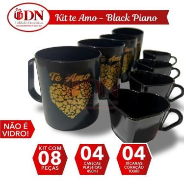 Imagem de kit Black Piano Te Amo Dourado Sofisticado 08 peças - fORTINJET