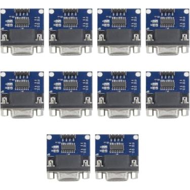 Imagem de Azuocn 10 peças MAX3232 Módulo Raiz Conector Chip RS232 para TTL Fêmea Porta Serial para TTL DB9 Placa Módulo Conversor Compatível com Atualizações de Equipamentos como DVD
