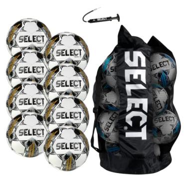 Imagem de Select Bola de futebol Tempo TB, pacote com 8 bolas com bolsa esportiva e bomba de mão, branco/preto/dourado V23, tamanho 5