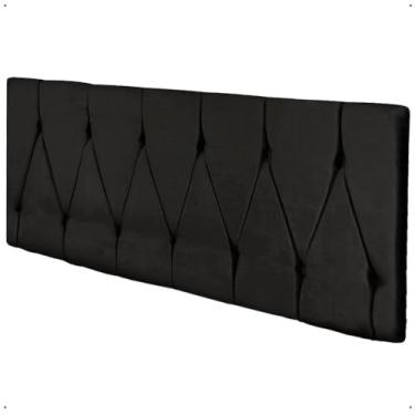 Imagem de Cabeceira Parede Capitonê Estofado Suede Cama Box Queen 1,60 Quarto Casal Decoração Retrô - Preto - RPM