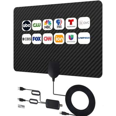 Imagem de Antena de TV interna - Antena HDTV digital amplificada HD 4K com amplificador de sinal - Recepção longa de 360° Suporte aéreo de TV para todos os tipos de TV