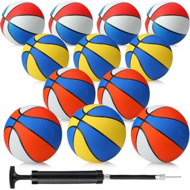 Imagem de Jerify 12 bolas de basquete a granel tamanho oficial 7 bolas de basquete de borracha 29,5 bolas de basquete infláveis de borracha com bomba bolas de basquete internas e externas a granel basquete