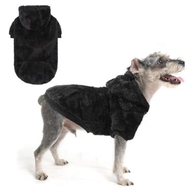 Imagem de SCENEREAL Suéter/moletom felpudo para cães pequenos, médios e grandes, moletom quente de lã com bolso, casaco de inverno para meninos/meninas, roupas de cachorro chihuahua com orifício para coleira