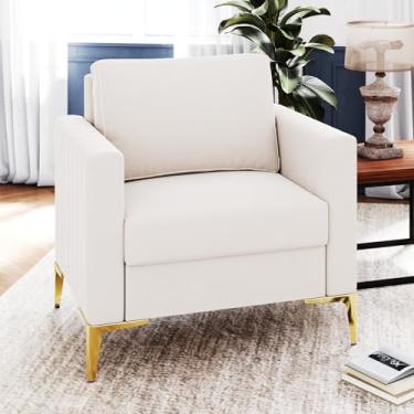 Imagem de Avenco Sofá, sofá moderno - poltrona, cadeiras de destaque com assentos extra profundos, sofá para sala de estar, apartamento, escritório, marfim