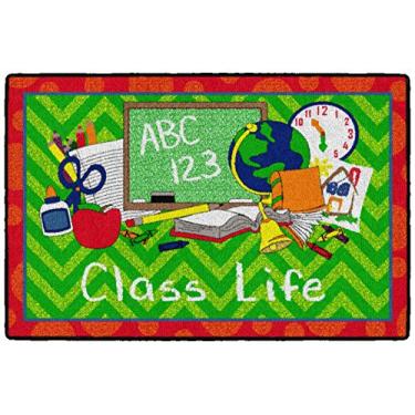 Imagem de Flagship Carpets Tapete de área de vida de classe para aprendizado em casa ou tapete de sala de aula, quarto de crianças, tapete de sala de jogos para brincar e ler, 6 x 7 cm, verde/vermelho