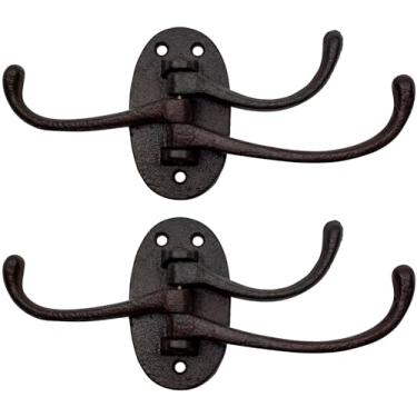 Imagem de Stephanie Imports Conjunto de 2 ganchos de parede giratórios de ferro fundido rústico (bronze rústico vintage)