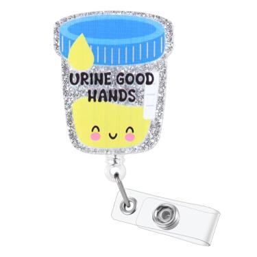 Imagem de Carretel de crachá de urina fofa, porta-crachá retrátil de urologia, crachá de urologia, clipe de crachá de trabalho para Pacu RN LPN CNA MA ER estudante de enfermagem nefrologia pediátrica IPC L&D
