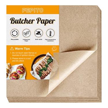 Imagem de FEPITO 60 folhas de papel de açougueiro marrom quadrado sem cera papel de açougueiro 30,5 x 30,5 cm, folhas de papel de açougueiro descartáveis para embrulhar prensa térmica de sublimação de carne