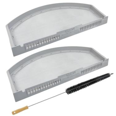 Imagem de Pacote com 2 WE03X23881 filtro de filtro de fiapos de aço inoxidável compatível com GE/Hotpoint GTD42EASJ2WW GTD33EASK0WW GTX22EASK0WW GTD65GBSJ3WS armadilha de tela de secador, substitui AP6031713