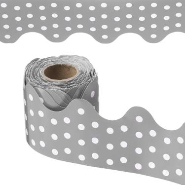 Imagem de PATIKIL Borda de quadro de avisos de pontos, pôster de 80 metros, quadro-negro, decoração de cortiça, bordas recortadas, decoração de parede para sala de aula e escritório, cinza