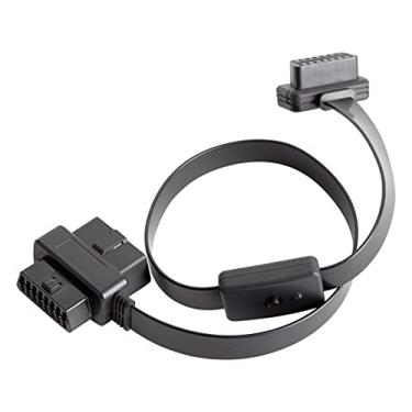 Imagem de OLLGEN Cabo divisor de diagnóstico de carro OBD II OBD2 de 60 cm com 16 pinos fêmea para macho/fêmea cabo de extensão adaptador com interruptor de alimentação