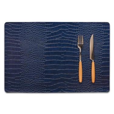 Imagem de Conjunto de 8 jogos americanos de couro sintético, tapetes de mesa de poliuretano, impermeável, resistente a manchas, resistente ao calor, fácil de limpar para mesa de jantar de cozinha, mesa de