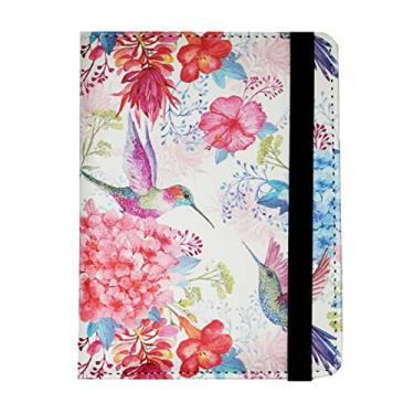 Imagem de Conjunto de porta-cartões de passaporte e vacina, girassóis, capa para passaporte de viagem para carteira de passaporte de couro para homens e mulheres, Beija-flores em aquarela, One Size,
