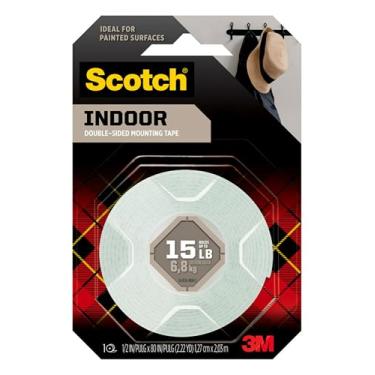 Imagem de (1.3cm x 2 yd) - Scotch Indoor Mounting Tape, 1/2-in x 75-in, White, 1-Roll (110)