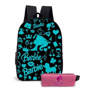 Imagem de Kit Mochila com Estojo Escolar Feminina da Barbie Para Meninas Mundo R