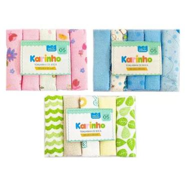 Imagem de Kit 5 Toalhinhas Paninho De Boca Para Bebê Menina E Menino 32x25cm - K