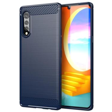 Imagem de GTBDEKI Capa para LG Velvet/LG Velvet 5G LMG900, Fibra de Carbono à Prova de Choque Fina Silicone Resistente TPU Macio Capa Traseira para LG Velvet 5G Azul