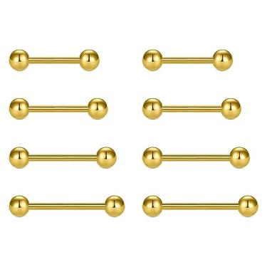 Imagem de MODRSA Anéis de mamilo de 14 g 16 g Anéis de língua de aço cirúrgico calibre 14 barra de mamilo 14 mm 16 mm 18 mm prata ouro rosa preto piercing joia para mulheres e homens, Aço inoxidável, aço