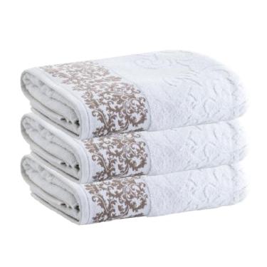Imagem de Kit Toalhas De Rosto, 3 Pe�as, Medalh�o, Corttex, Algod�o, Jacquard, Alta Absor��o, 450g/m� - Altihaus (Branco)