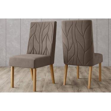 Imagem de Kit 2 Cadeiras Sala Jantar Eloá 2 Un Nature Suede Marrom Amendoa