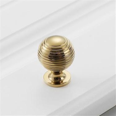 Imagem de Puxador de porta de armário de guarda-roupa moderno de luxo simples com furo único de cobre puro dourado, puxador de gaveta de latão americano, 5345Ouro brilhante, S