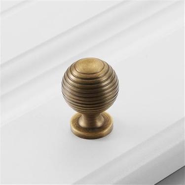 Imagem de Puxador de porta de armário de guarda-roupa moderno de luxo simples com furo único, cobre puro dourado, puxador de gaveta de latão americano, 5345Vintage Brass, S