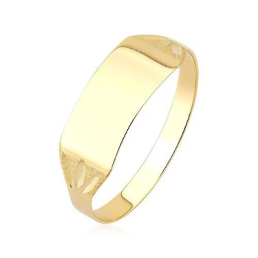 Imagem de Anel chapa chapinha adulto delicado com nome ouro 18k r35 - MAEHLER JO