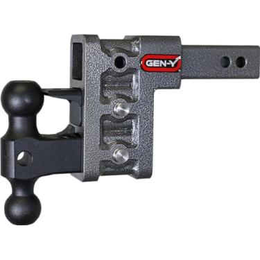 Imagem de Engate de queda GEN-Y GH-523 MEGA-Duty ajustável de 12,7 cm com esfera dupla GH-051, trava de pino GH-032 para receptor de 5 cm - Capacidade de reboque de 7,3 kg - Peso da língua de 900 g