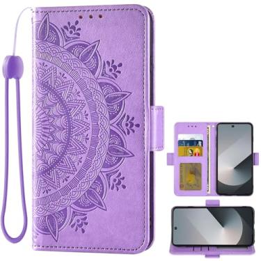 Imagem de Asuwish Capa de telefone para Samsung Galaxy Z Fold 6 5G 2024 carteira porta-cartão de crédito flip bolsa alça suporte acessórios para celular ZFold6 Z6 G Fold6 6Z feminino roxo