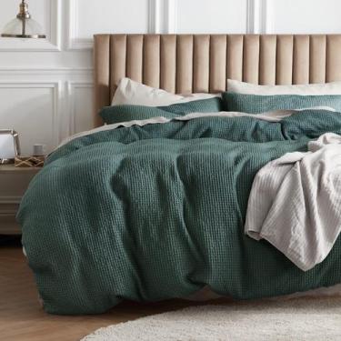 Imagem de Capa de Edredom Bedsure King - Algodão Waffle Verde Floresta