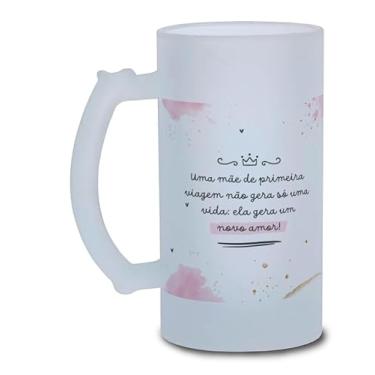 Imagem de Caneca Chopp Mãe De Primeira Viagem Vidro Jateado 475ml
