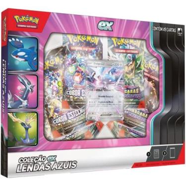 Imagem de Box Pokémon Lendas Azuis Kyogre Ex Ou Dialga Ex Ou Xerneas Ex - Copag