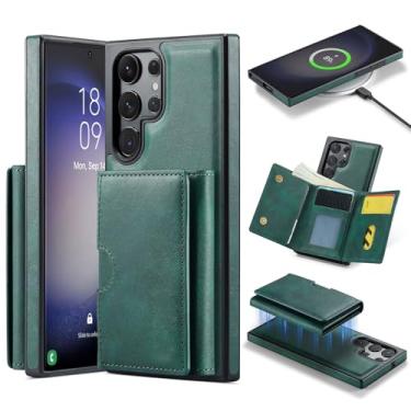 Imagem de Asuwish Capa de celular para Samsung Galaxy S23 Ultra 5G Carteira magnética destacável com carregamento sem fio e bloqueio RFID S23Ultra 23S S 23 23Ultra 17.3 cm Mulheres Homens Verde