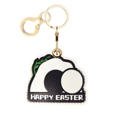 Imagem de Capa de couro para chaveiro AirTag, linda capa protetora para Apple Air Tag com chaveiro, localizador oculto, antiarranhões, rastreador GPS para chaves, bolsa, animais de estimação, mochila (Páscoa)