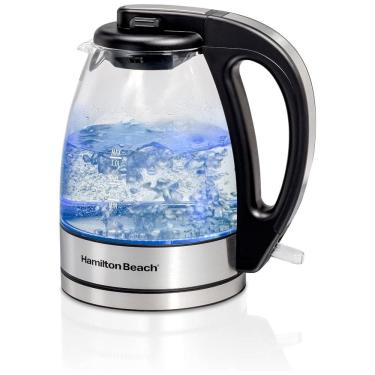 Imagem de Chaleira Elétrica, 1L, Aço Inoxidável, Vidro, Transparente, 110v, HAMILTON BEACH 40930, Prateado