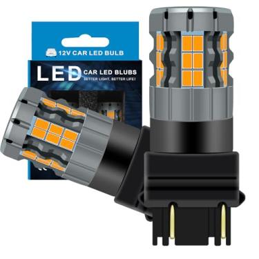 Imagem de Zyvirexa Lâmpadas LED de seta 3157 compatíveis com Ford Explorer 1991-2019 (frente) e 1991-1994, 2001-2010 (traseira), lâmpada 3357 3457 375, amarelo âmbar, Plug and Play, pacote com 2