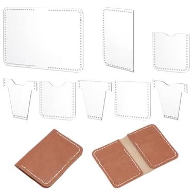 Imagem de PLIGREAT 8 peças de modelo de carteira de acrílico, estênceis de couro acrílico, modelos de desenho de couro para bolsas, bolsas, porta-cartões, mini bolsas, modelo faça você mesmo