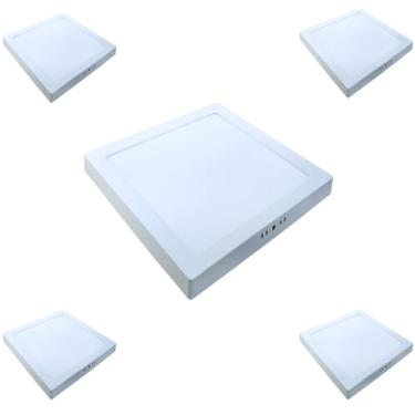 Imagem de Kit 5x Painel Plafon Sobrepor Alumínio Quadrado LED 24W 30x30 Bivolt Branco Frio