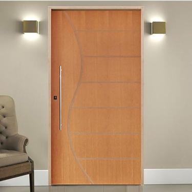 Imagem de Kit Porta de Madeira Pivotante 210x102cm Batente 14cm Fechadura 803 Ro
